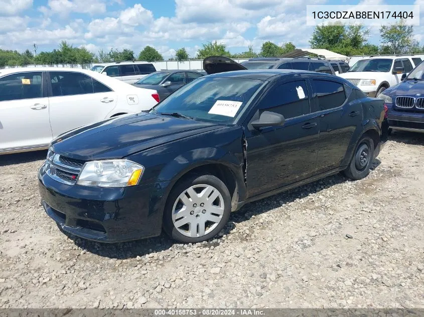 2014 Dodge Avenger Se VIN: 1C3CDZAB8EN174404 Lot: 40158753