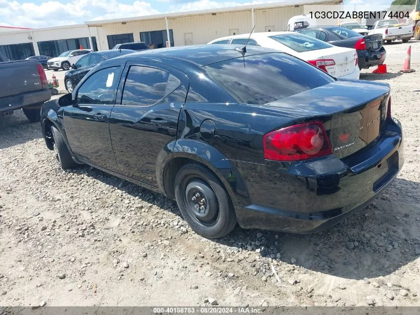 2014 Dodge Avenger Se VIN: 1C3CDZAB8EN174404 Lot: 40158753