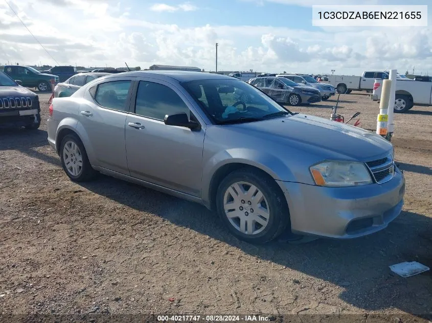 2014 Dodge Avenger Se VIN: 1C3CDZAB6EN221655 Lot: 40217747