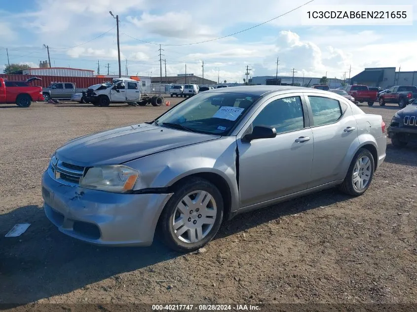 2014 Dodge Avenger Se VIN: 1C3CDZAB6EN221655 Lot: 40217747