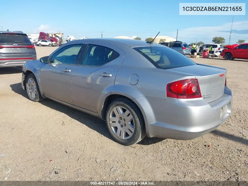 2014 Dodge Avenger Se VIN: 1C3CDZAB6EN221655 Lot: 40217747