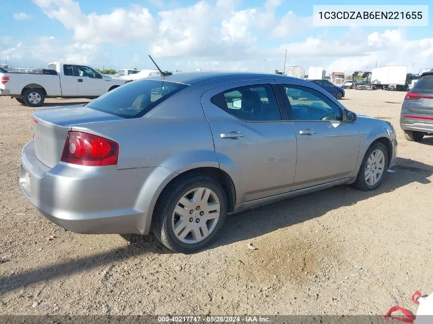 2014 Dodge Avenger Se VIN: 1C3CDZAB6EN221655 Lot: 40217747