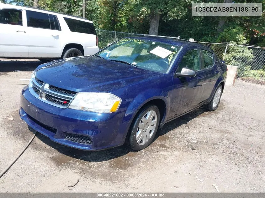 2014 Dodge Avenger Se VIN: 1C3CDZAB8EN188190 Lot: 40221602