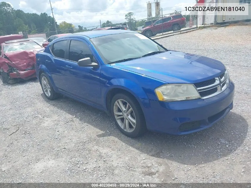 2014 Dodge Avenger Se VIN: 1C3CDZAB9EN181040 Lot: 40230455