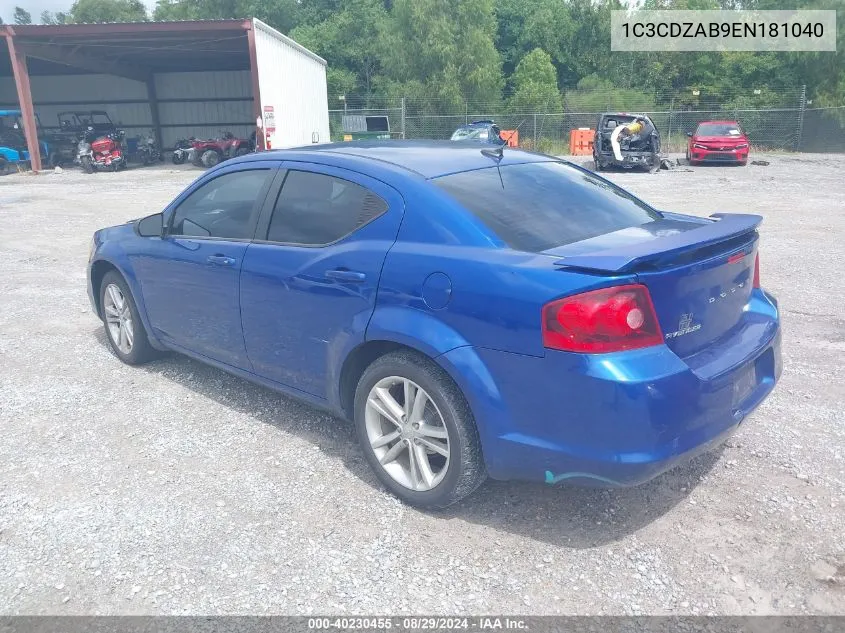 2014 Dodge Avenger Se VIN: 1C3CDZAB9EN181040 Lot: 40230455