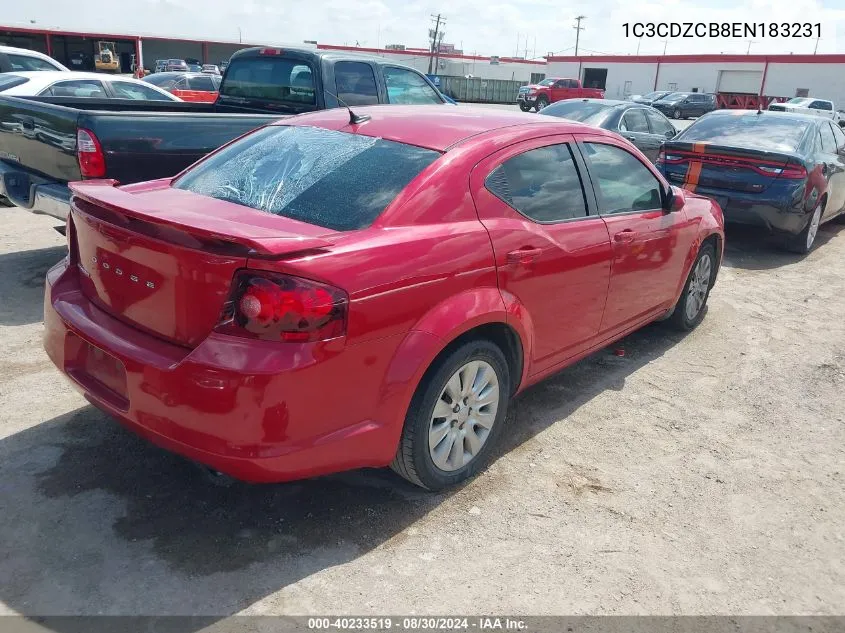 2014 Dodge Avenger Sxt VIN: 1C3CDZCB8EN183231 Lot: 40233519