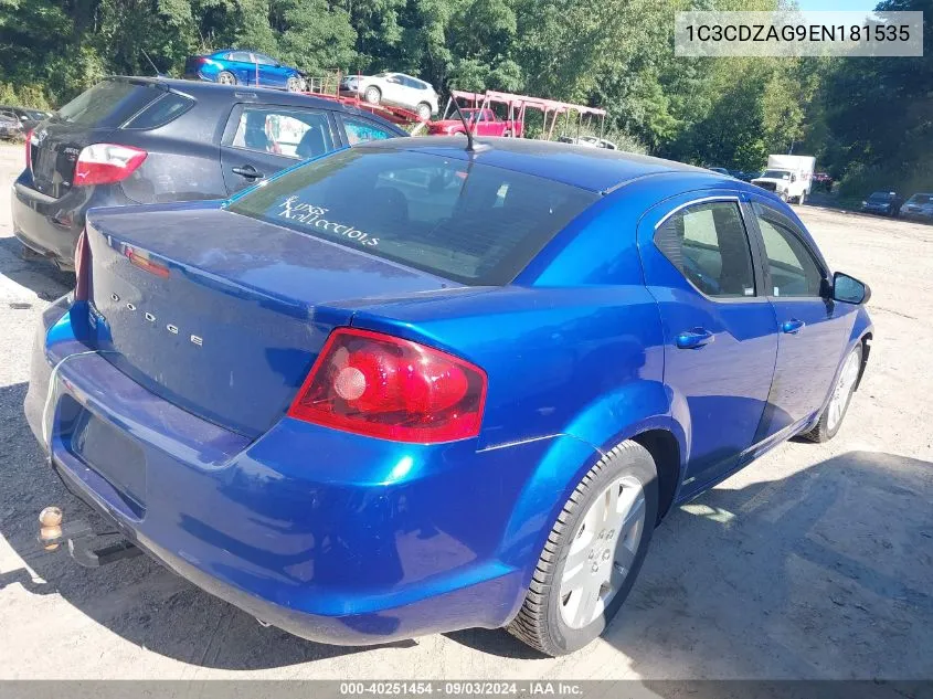 2014 Dodge Avenger Se VIN: 1C3CDZAG9EN181535 Lot: 40251454