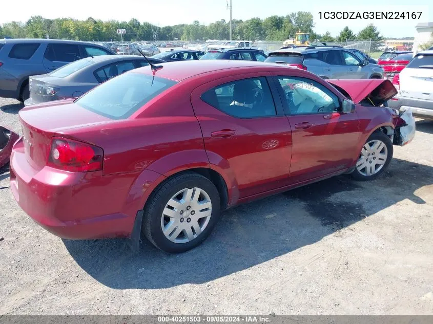 1C3CDZAG3EN224167 2014 Dodge Avenger Se