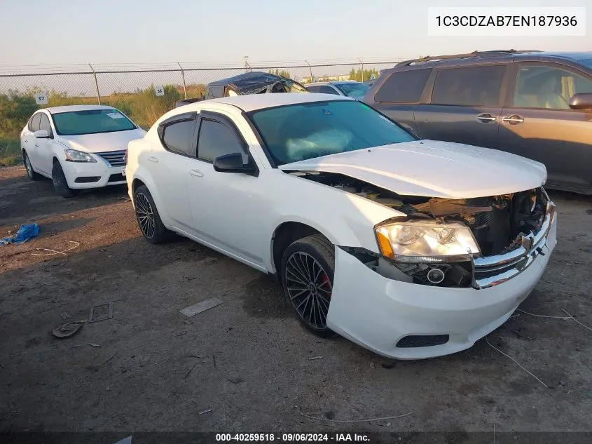 2014 Dodge Avenger Se VIN: 1C3CDZAB7EN187936 Lot: 40259518