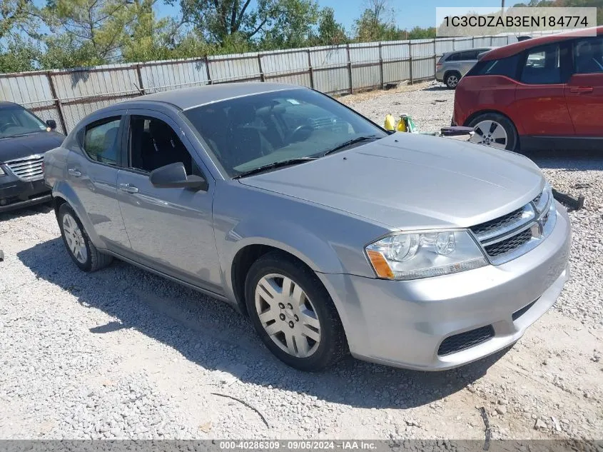 2014 Dodge Avenger Se VIN: 1C3CDZAB3EN184774 Lot: 40286309