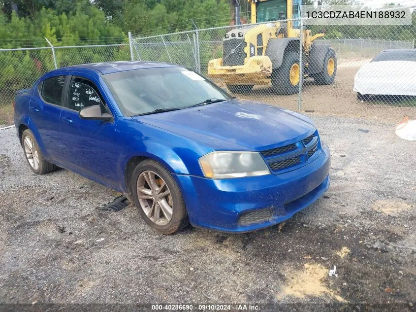 2014 Dodge Avenger Se VIN: 1C3CDZAB4EN188932 Lot: 40286690