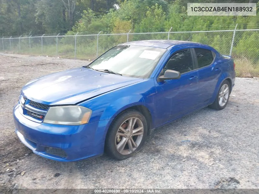 2014 Dodge Avenger Se VIN: 1C3CDZAB4EN188932 Lot: 40286690