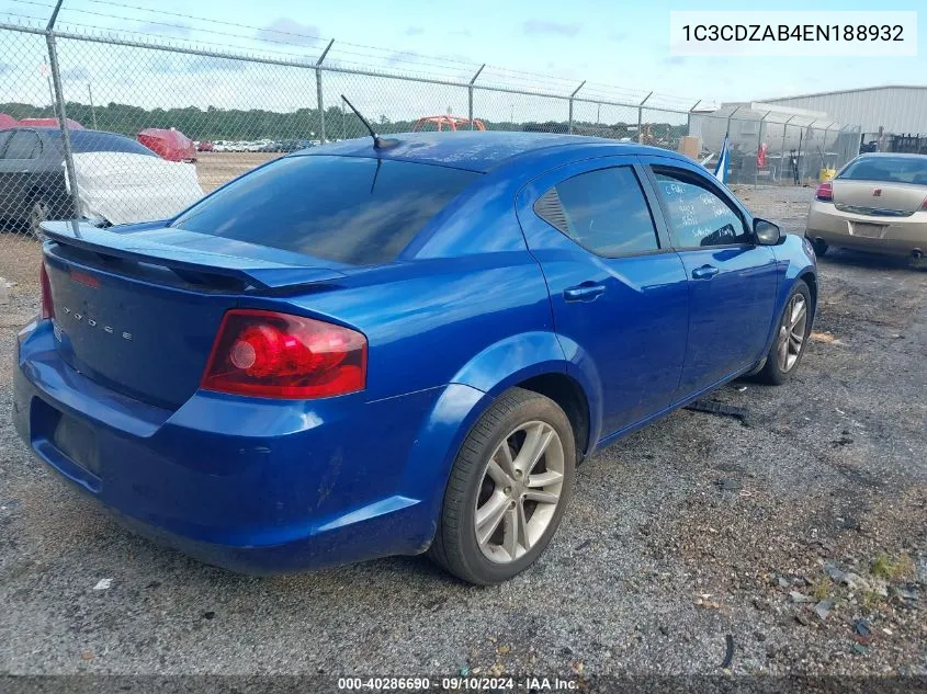 2014 Dodge Avenger Se VIN: 1C3CDZAB4EN188932 Lot: 40286690