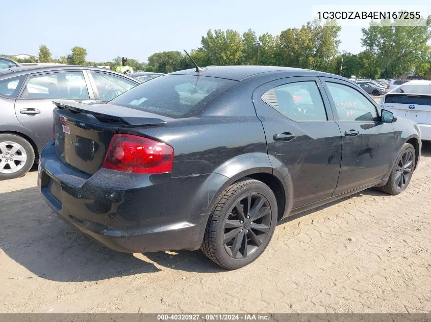 2014 Dodge Avenger Se VIN: 1C3CDZAB4EN167255 Lot: 40320927