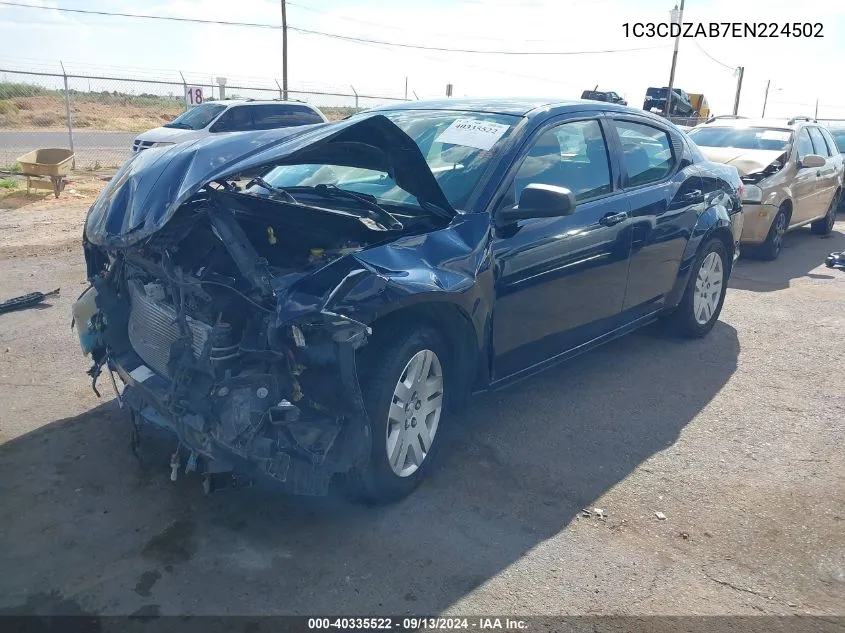 2014 Dodge Avenger Se VIN: 1C3CDZAB7EN224502 Lot: 40335522