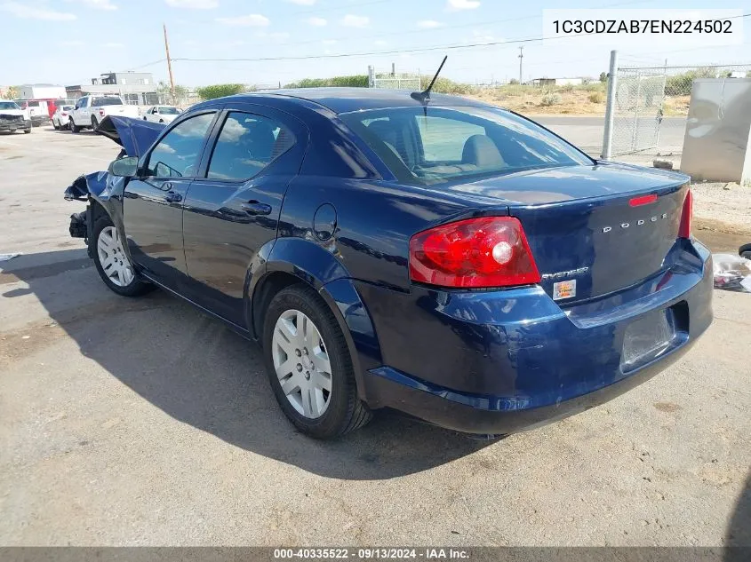 2014 Dodge Avenger Se VIN: 1C3CDZAB7EN224502 Lot: 40335522