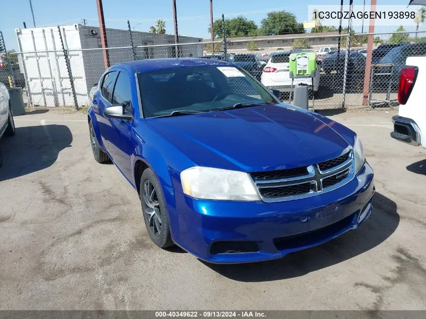 2014 Dodge Avenger Se VIN: 1C3CDZAG6EN193898 Lot: 40349622