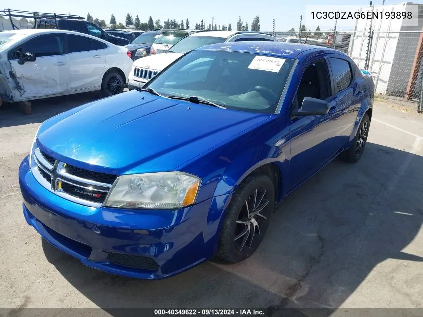 2014 Dodge Avenger Se VIN: 1C3CDZAG6EN193898 Lot: 40349622