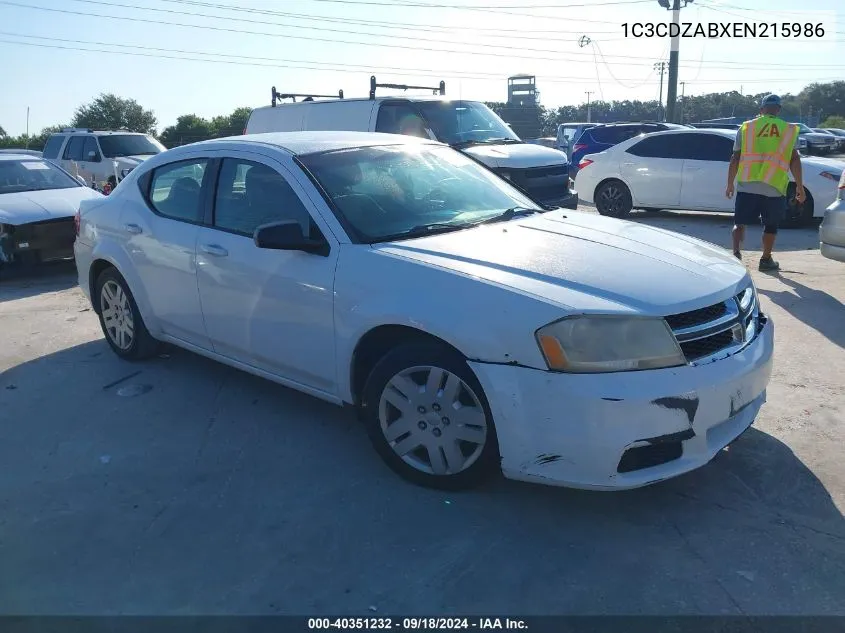 1C3CDZABXEN215986 2014 Dodge Avenger Se