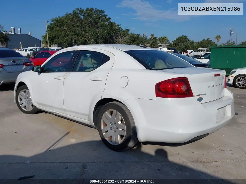 1C3CDZABXEN215986 2014 Dodge Avenger Se