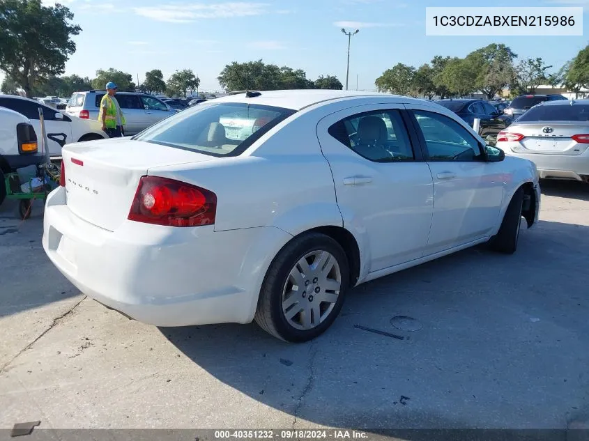 1C3CDZABXEN215986 2014 Dodge Avenger Se