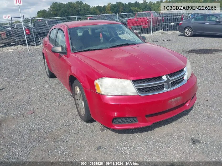 2014 Dodge Avenger Se VIN: 1C3CDZAB9EN226266 Lot: 40359528