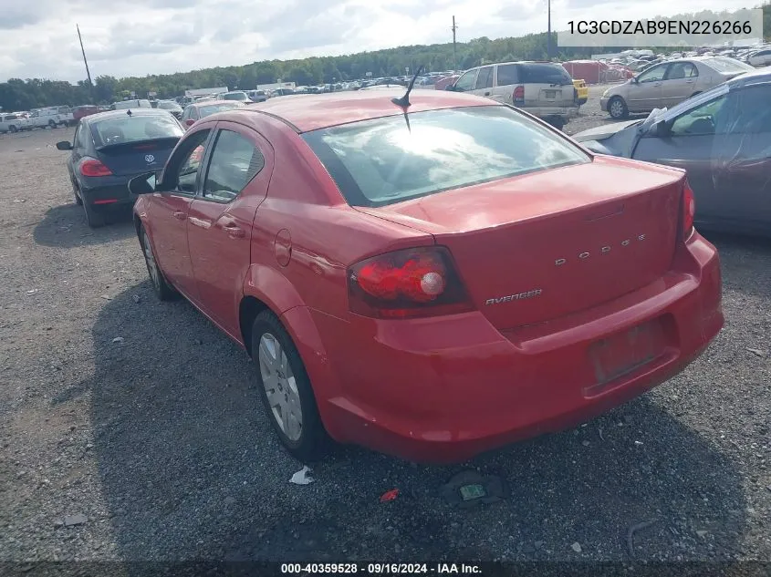 2014 Dodge Avenger Se VIN: 1C3CDZAB9EN226266 Lot: 40359528