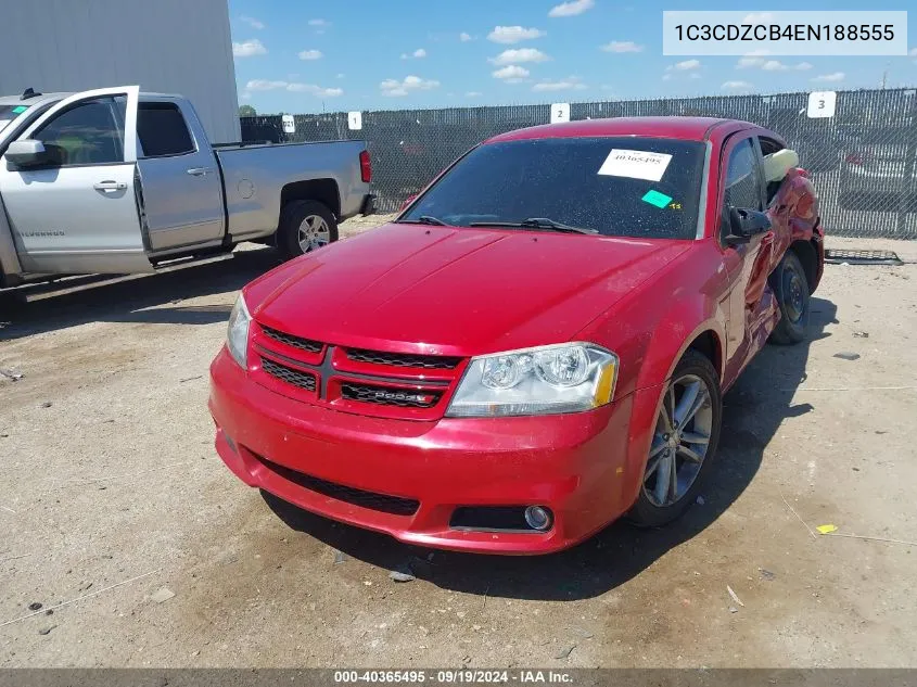 2014 Dodge Avenger Sxt VIN: 1C3CDZCB4EN188555 Lot: 40365495