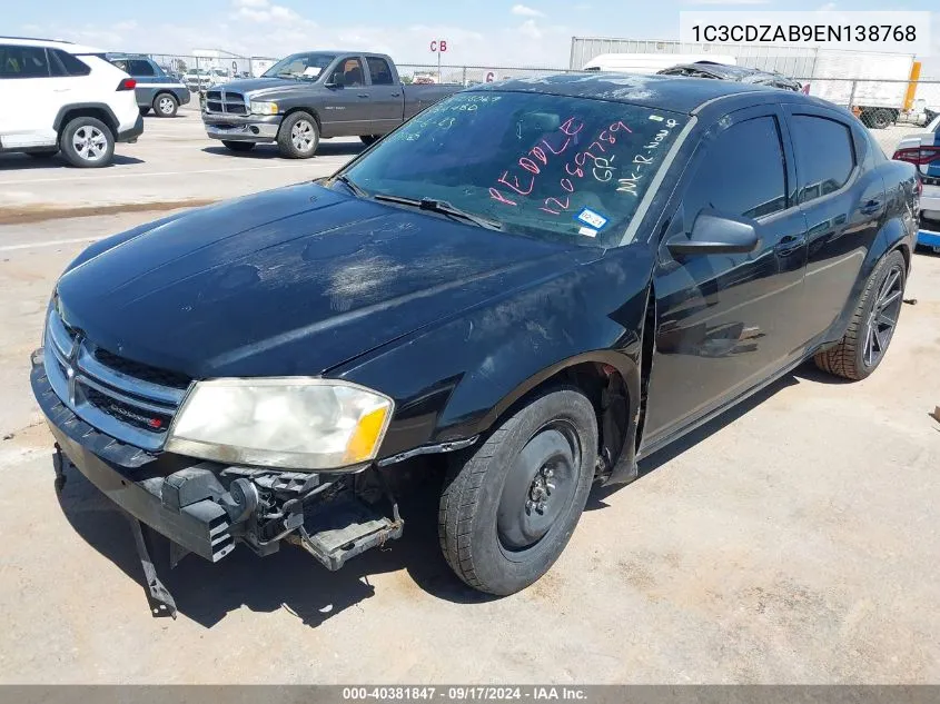 1C3CDZAB9EN138768 2014 Dodge Avenger Se