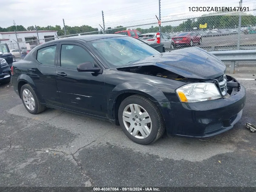 2014 Dodge Avenger Se VIN: 1C3CDZAB1EN147691 Lot: 40387084