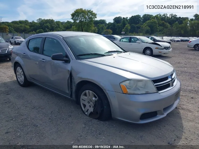 2014 Dodge Avenger Se VIN: 1C3CDZAG2EN218991 Lot: 40388330