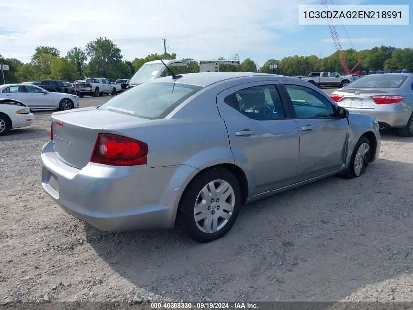 2014 Dodge Avenger Se VIN: 1C3CDZAG2EN218991 Lot: 40388330