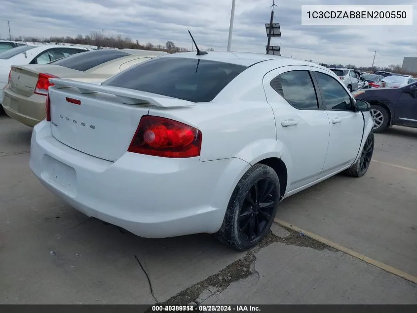 2014 Dodge Avenger Se VIN: 1C3CDZAB8EN200550 Lot: 40389714