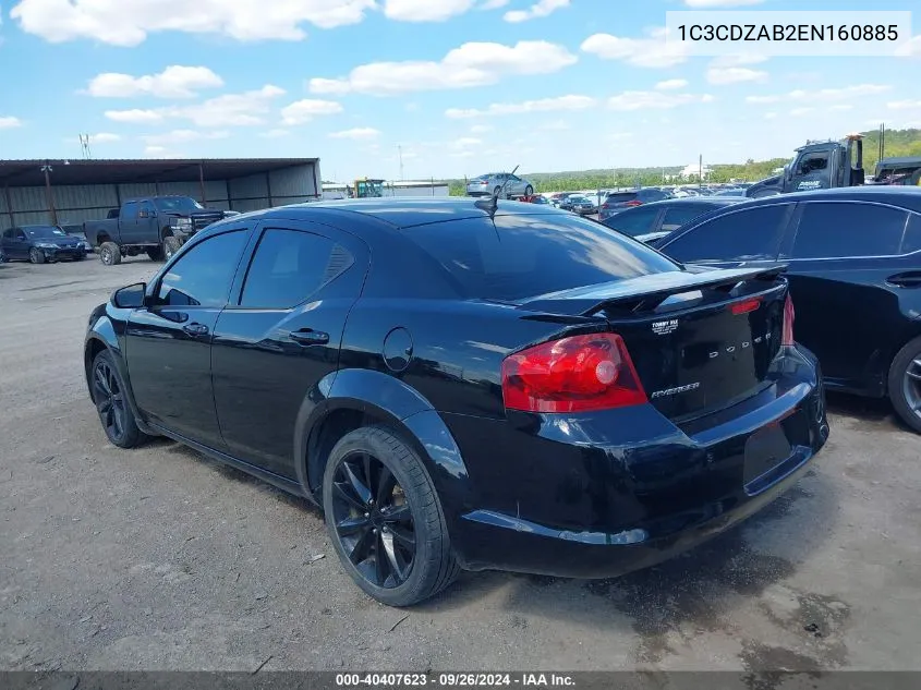 2014 Dodge Avenger Se VIN: 1C3CDZAB2EN160885 Lot: 40407623