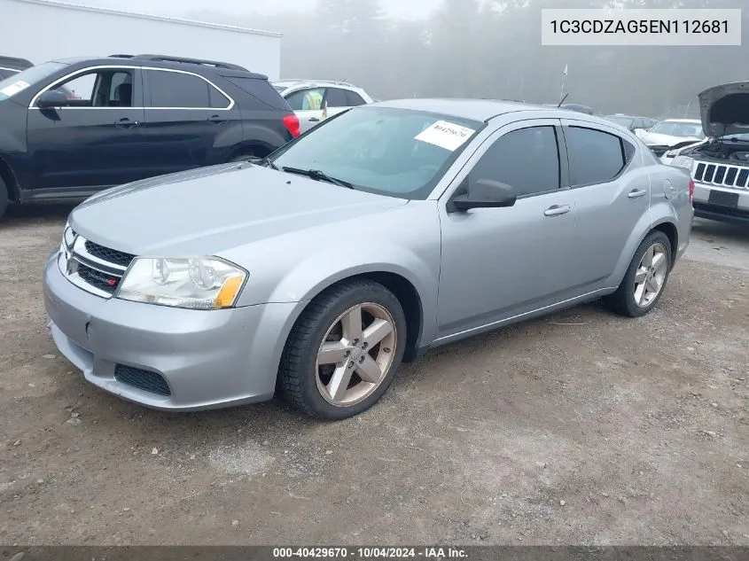 2014 Dodge Avenger Se VIN: 1C3CDZAG5EN112681 Lot: 40429670