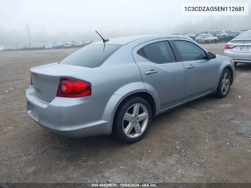 2014 Dodge Avenger Se VIN: 1C3CDZAG5EN112681 Lot: 40429670