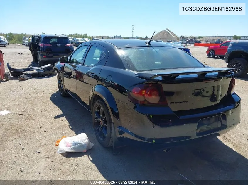 2014 Dodge Avenger R/T VIN: 1C3CDZBG9EN182988 Lot: 40430626