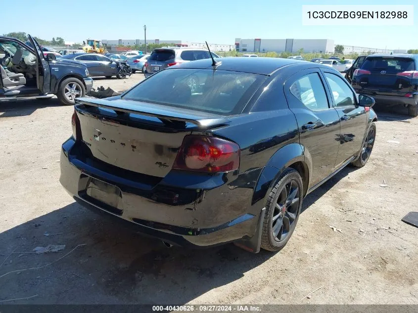 2014 Dodge Avenger R/T VIN: 1C3CDZBG9EN182988 Lot: 40430626