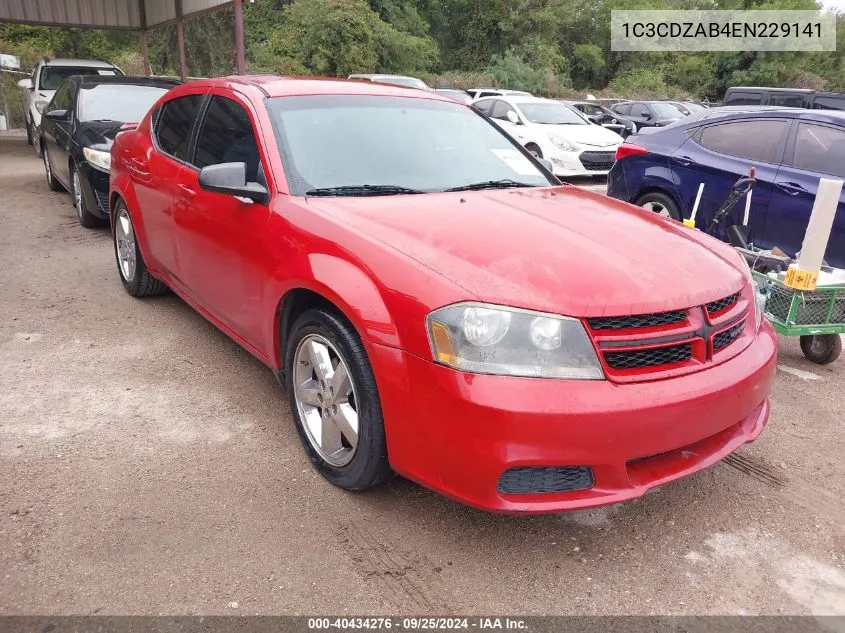 2014 Dodge Avenger Se VIN: 1C3CDZAB4EN229141 Lot: 40434276