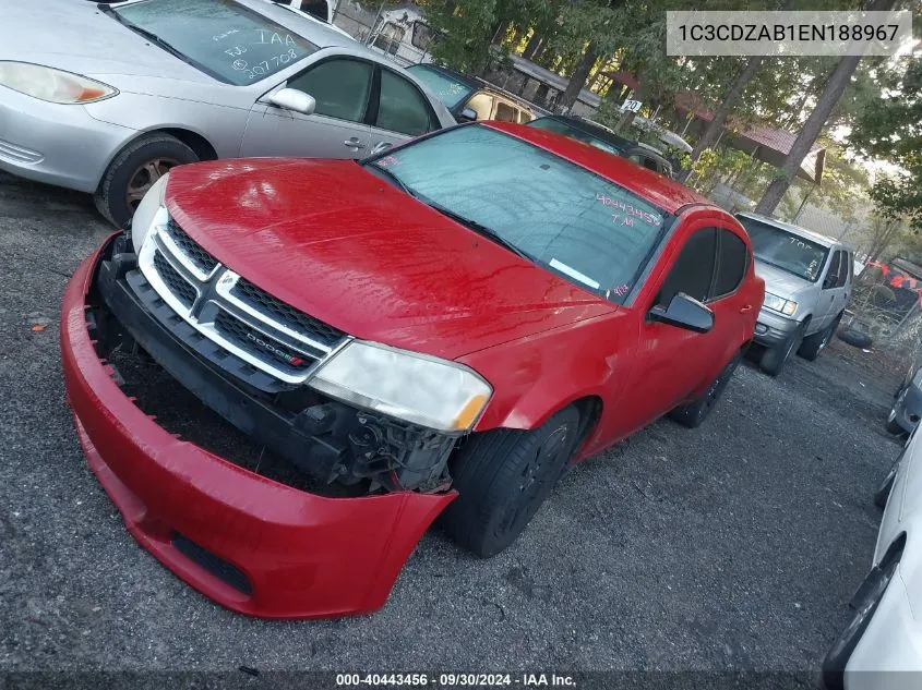 2014 Dodge Avenger Se VIN: 1C3CDZAB1EN188967 Lot: 40443456