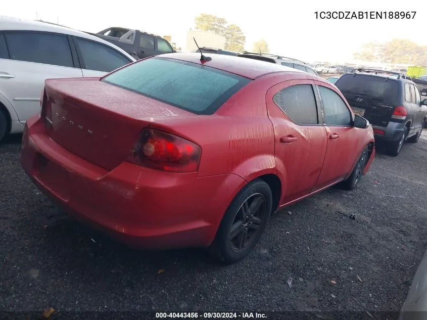 2014 Dodge Avenger Se VIN: 1C3CDZAB1EN188967 Lot: 40443456