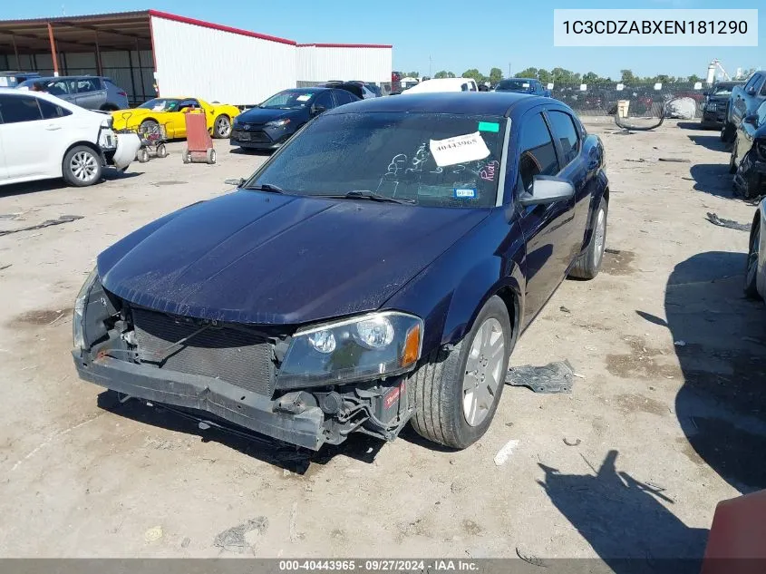 2014 Dodge Avenger Se VIN: 1C3CDZABXEN181290 Lot: 40443965