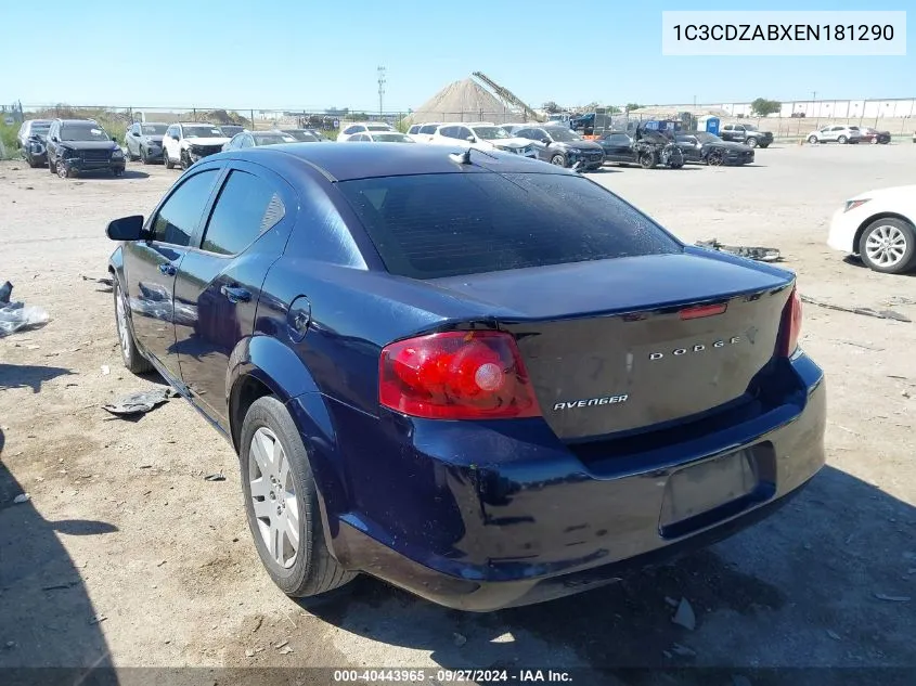 2014 Dodge Avenger Se VIN: 1C3CDZABXEN181290 Lot: 40443965