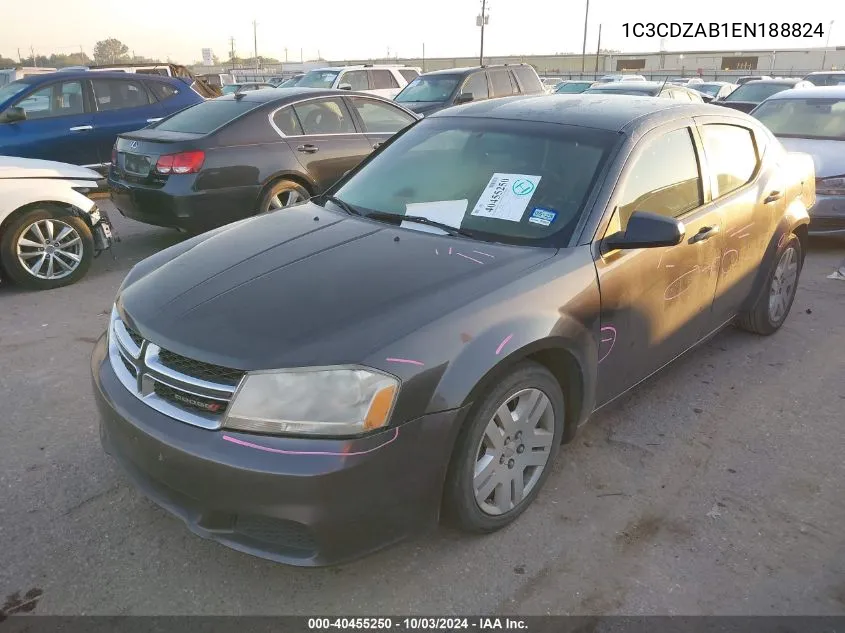 2014 Dodge Avenger Se VIN: 1C3CDZAB1EN188824 Lot: 40455250