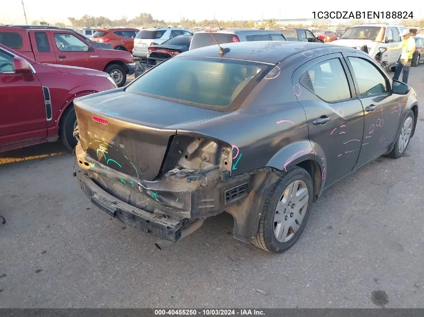 2014 Dodge Avenger Se VIN: 1C3CDZAB1EN188824 Lot: 40455250