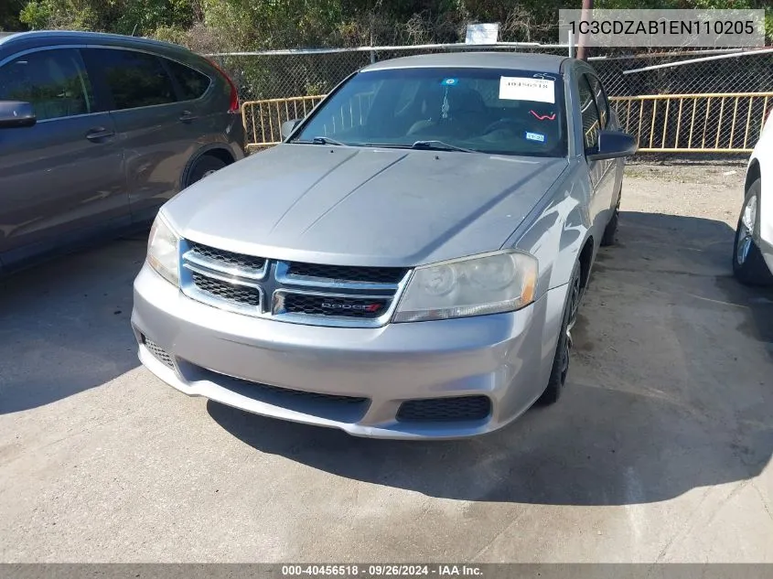 2014 Dodge Avenger Se VIN: 1C3CDZAB1EN110205 Lot: 40456518