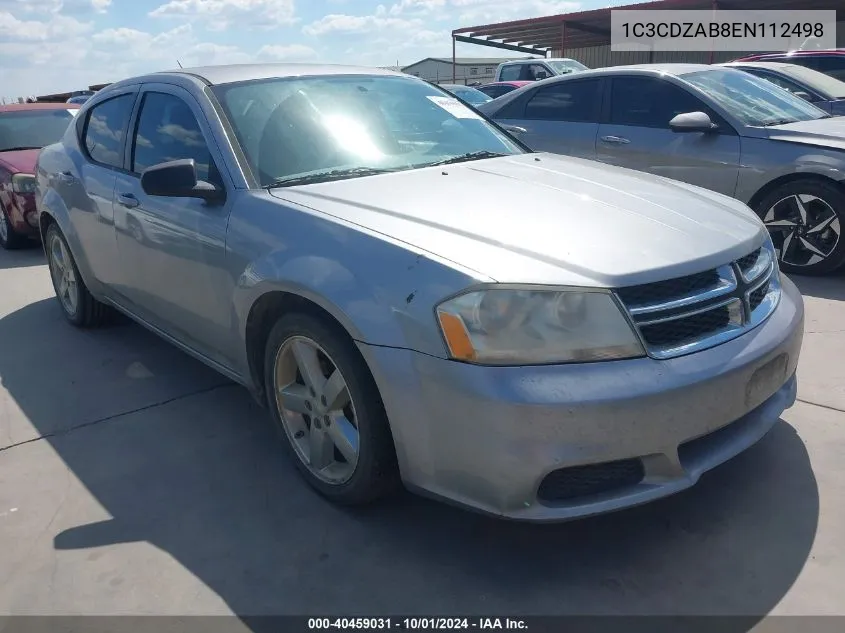 2014 Dodge Avenger Se VIN: 1C3CDZAB8EN112498 Lot: 40459031