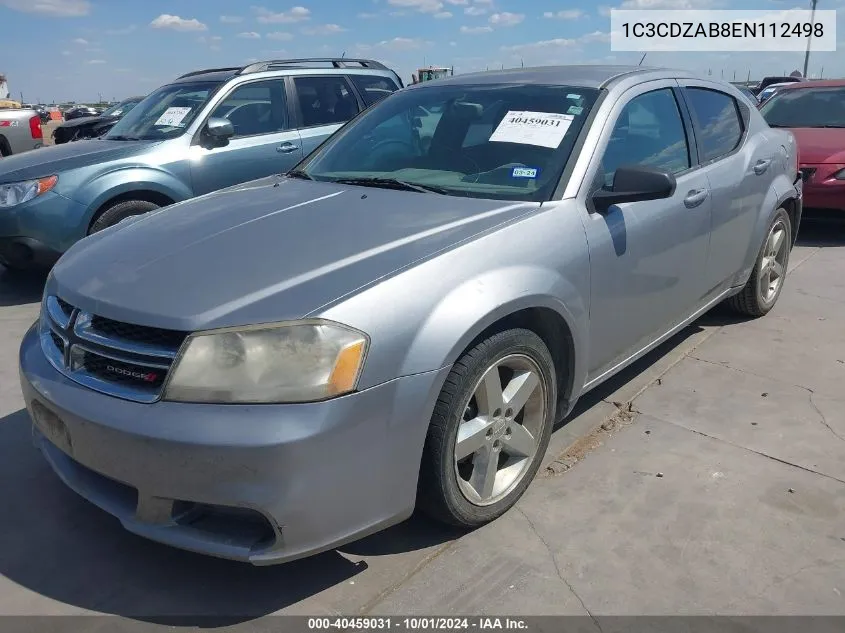 2014 Dodge Avenger Se VIN: 1C3CDZAB8EN112498 Lot: 40459031