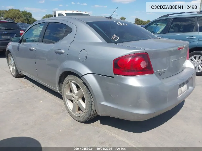 2014 Dodge Avenger Se VIN: 1C3CDZAB8EN112498 Lot: 40459031