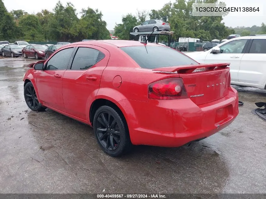 2014 Dodge Avenger Sxt VIN: 1C3CDZCG4EN138864 Lot: 40459567